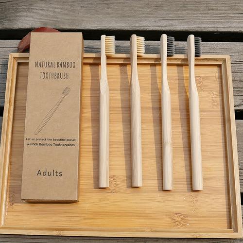 4 Pack Bamboo Toothbrush (Extra Soft for Sensitive Teeth)